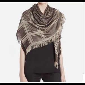 Gucci Beige/Brown Wool/Silk Square Shawl with Diamante Pattern 544615 9764
